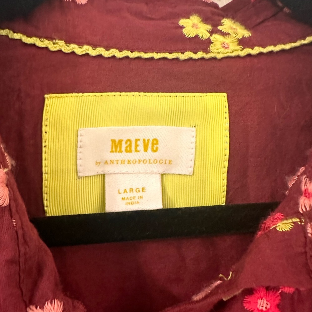 Anthropologie Maeve Embroidered Buttondown Blouse size large - Picture 6 of 7